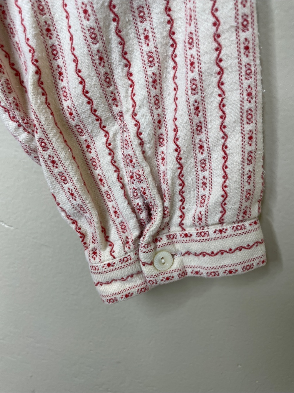VINTAGE LL Bean Dobby Stripe Flannel Victorian Sleepwear Granny Nightgown Large - Picture 9 of 13